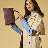 Federica (eggplant) - Italian calf leather women's crossbody bag (with shoulder strap)