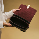 Mirella (eggplant) - Italian calf leather women's crossbody bag (with shoulder strap)