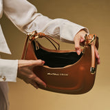 Ornella (cognac) - Italian calf leather women's crossbody bag (with shoulder strap)