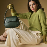 Ottavia (green) - Italian calf leather women's crossbody bag (with shoulder strap)