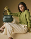 Ottavia (green) - Italian calf leather women's crossbody bag (with shoulder strap)