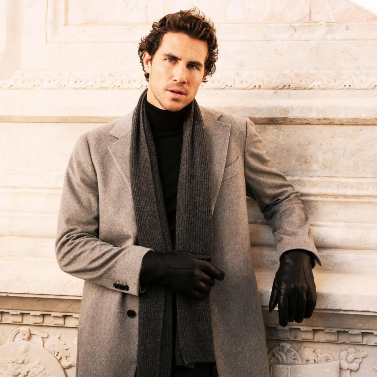 Aldo (black) - Italian lambskin leather gloves with lambswool lining & touchscreen feature - Leather Gloves Online - Luxury Leather Gloves - 10