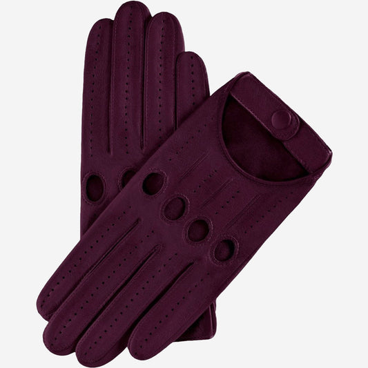 Alessa (berry) - classic Italian lambskin leather driving glovesLeather Gloves Online - Luxury Leather Gloves - 1