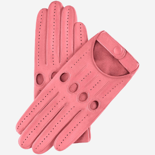 Alessa (pink) - Classic Italian lambskin leather driving gloves