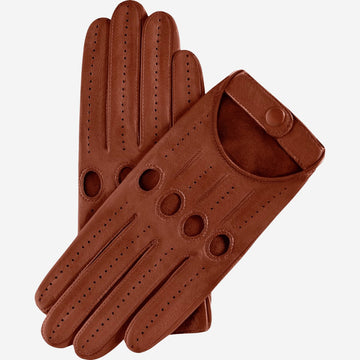 Alessa (cognac) - classic Italian lambskin leather driving gloves & touchscreen feature- Leather Gloves Online - Luxury Leather Gloves - 1