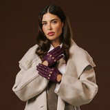 Alessa (berry) - Classic Italian lambskin leather driving gloves