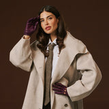 Alessa (berry) - Classic Italian lambskin leather driving gloves