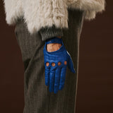 Alessa (blue) - Classic Italian lambskin leather driving gloves