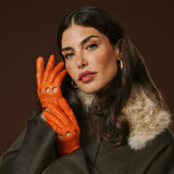 Alessa (orange) - Classic Italian lambskin leather driving gloves