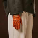 Alessa (orange) - Classic Italian lambskin leather driving gloves