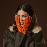 Alessa (orange) - Classic Italian lambskin leather driving gloves