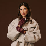 Alessa (oxblood) - Classic Italian lambskin leather driving gloves