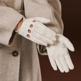 Alessa (white) - Classic Italian lambskin leather driving gloves