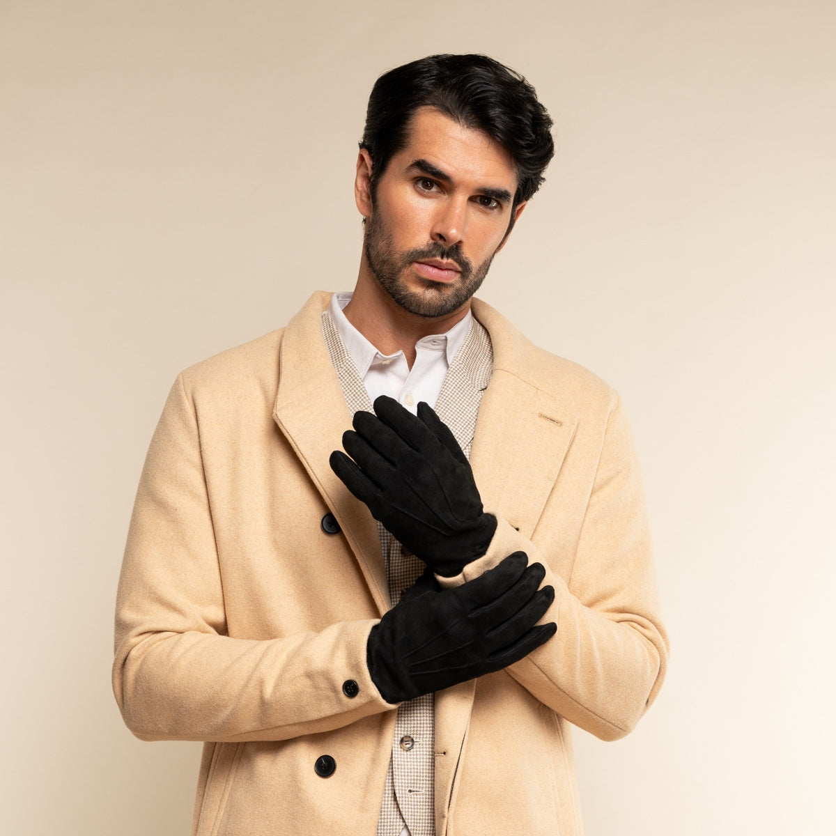 Suede Leather Gloves Black Men Angelo - Leather Gloves Online® - Luxury Leather Gloves - Made in Italy - 6