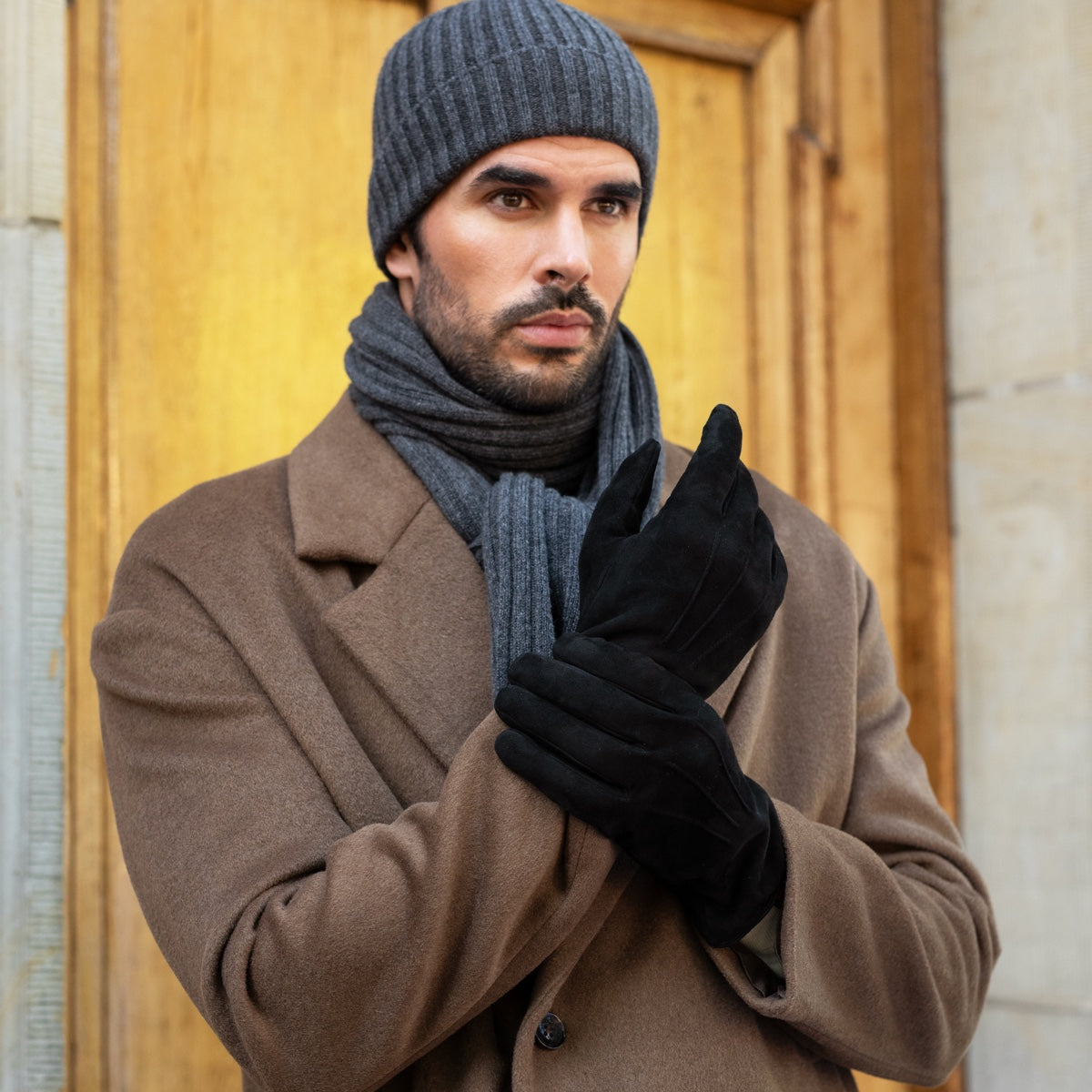 Suede Leather Gloves Black Men Angelo - Leather Gloves Online® - Luxury Leather Gloves - Made in Italy - 7