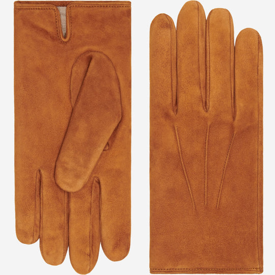 Angelo (cognac) – Italian suede leather gloves with luxurious cashmere lining