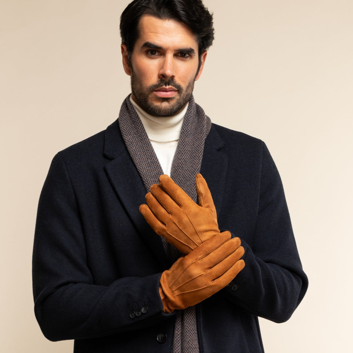 Suede Leather Gloves Cognac Men Angelo - Leather Gloves Online® - Luxury Leather Gloves - Made in Italy - 6