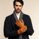 Suede Leather Gloves Cognac Men Angelo - Leather Gloves Online® - Luxury Leather Gloves - Made in Italy - 6