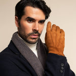 Suede Leather Gloves Cognac Men Angelo - Leather Gloves Online® - Luxury Leather Gloves - Made in Italy - 7