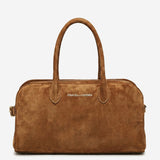 Chiara (cognac) - Italian calf suede women's handbag (with shoulder strap)