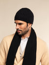Milano (black) - 100% cashmere ribbed beanie (unisex)  - Leather Gloves Online - Luxury Beanie - 12