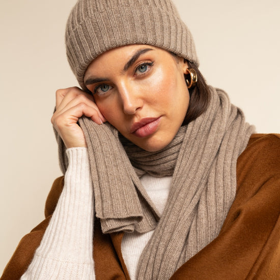 Milano (black) - 100% cashmere ribbed beanie (unisex)  - Leather Gloves Online - Luxury Beanie - 9