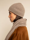 Milano (black) - 100% cashmere ribbed beanie (unisex)  - Leather Gloves Online - Luxury Beanie - 13