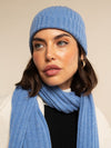 Milano (light blue) - 100% cashmere ribbed beanie (unisex) - Leather Gloves Online - Luxury Beanie - 10