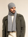 Milano (light grey) - 100% cashmere ribbed beanie (unisex)- Leather Gloves Online - Luxury Beanie - 9