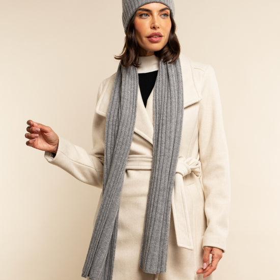 Milano (light grey) - 100% cashmere ribbed beanie (unisex)- Leather Gloves Online - Luxury Beanie - 14