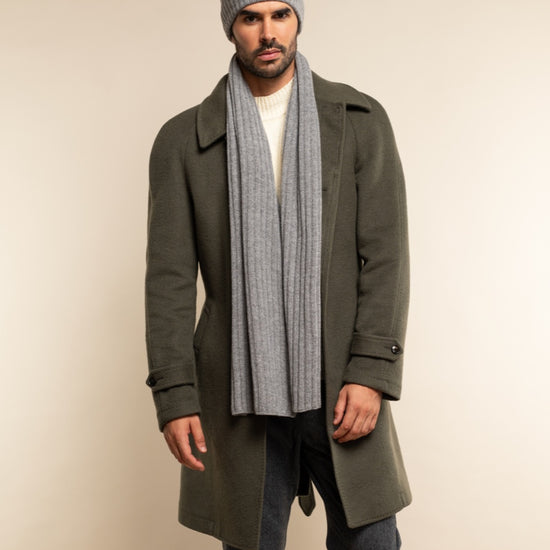 Milano (light grey) - 100% cashmere ribbed beanie (unisex)- Leather Gloves Online - Luxury Beanie - 13