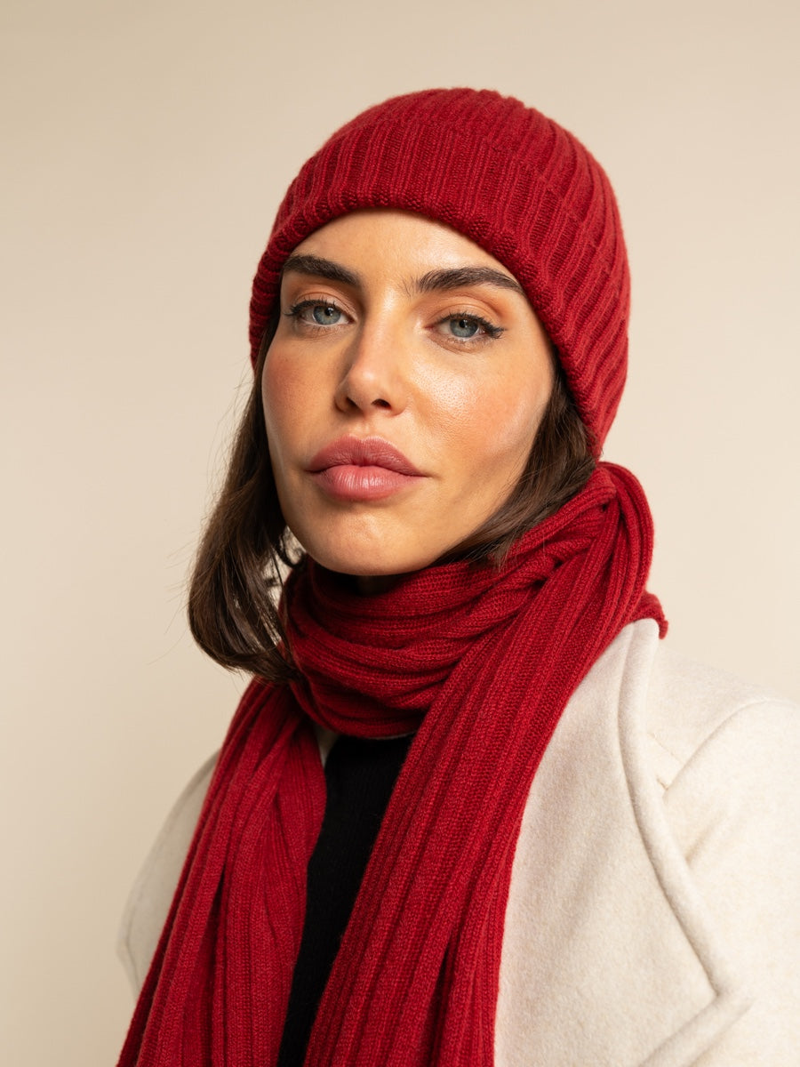 Cashmere Beanie Red Milano - Leather Gloves Online® - Luxury Leather Gloves - Made in Italy - 11