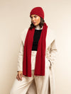 Milano (red) - 100% cashmere ribbed beanie (unisex) - Leather Gloves Online - Luxury Beanie - 14
