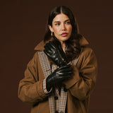 Bella (black) - Italian lambskin leather gloves with lambswool lining & touchscreen feature