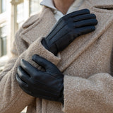 Benjamin (black) – Thick goatskin leather gloves with warm lambswool lining & touchscreen feature