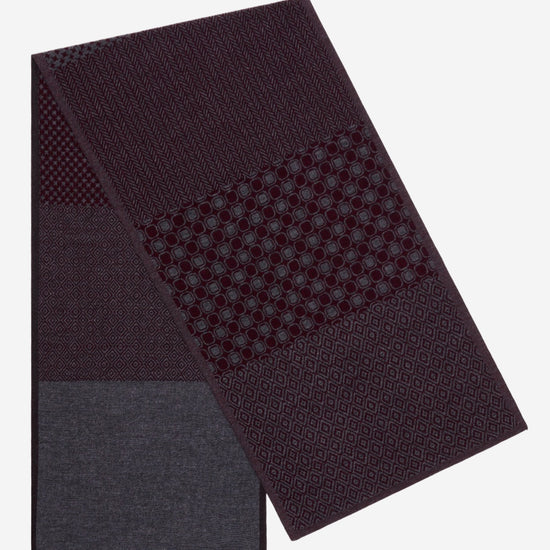 Bruno (grey/red) - warm and soft Italian scarf from wool blend - Leather Gloves Online - Luxury Silk Scarf - 1