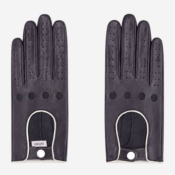 CD4050 (black/white) - Women’s Italian lambskin driving gloves with contrast trim