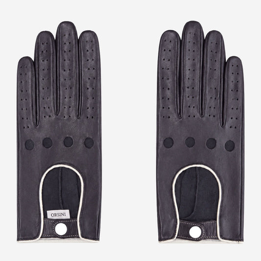 CD4050 (black/white) - Women’s Italian lambskin driving gloves with contrast trim