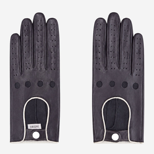 CD4050 (black/white) - Women’s Italian lambskin driving gloves with contrast trim