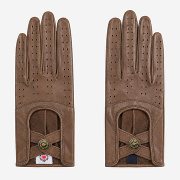 CD4378 (camel) - Women's sporty Italian leather driving gloves