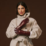 Camilla (xb) - Italian long leather winter gloves with luxurious cashmere lining
