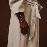 Camilla (xb) - Italian long leather winter gloves with luxurious cashmere lining