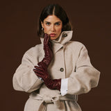 Camilla (xb) - Italian long leather winter gloves with luxurious cashmere lining