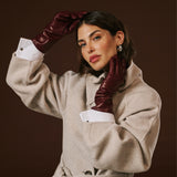 Camilla (xb) - Italian long leather winter gloves with luxurious cashmere lining