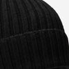 Milano (black) - 100% cashmere ribbed beanie (unisex)  - Leather Gloves Online - Luxury Beanie - 2