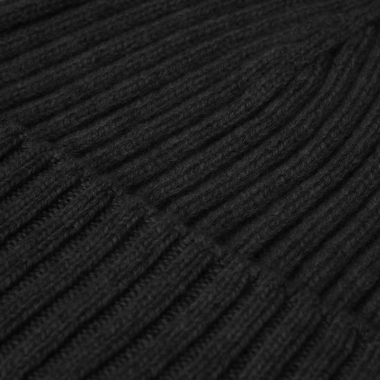 Milano (black) - 100% cashmere ribbed beanie (unisex)  - Leather Gloves Online - Luxury Beanie - 3