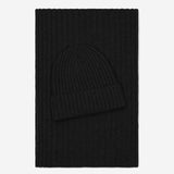 Milano (black) - 100% cashmere ribbed beanie (unisex)