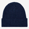 Milano (navy blue) - 100% cashmere ribbed beanie (unisex)- Leather Gloves Online - Luxury Beanie - 1