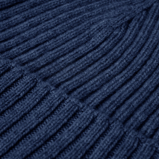 Milano (navy blue) - 100% cashmere ribbed beanie (unisex)- Leather Gloves Online - Luxury Beanie - 3