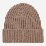 Milano (brown) - 100% cashmere ribbed beanie (unisex)